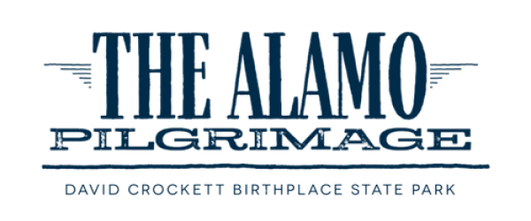 Graphic that says "David Crockett Pilgrimage" with image of David Crockett