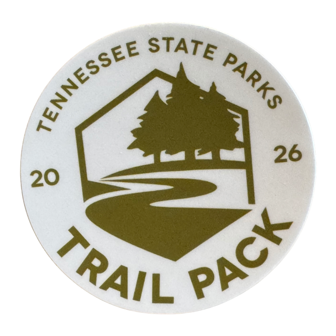 2026 Trail Pack sticker from Tennessee State Parks Conservancy supporting trail building and maintenance